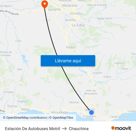 Estación De Autobuses Motríl to Chauchina map
