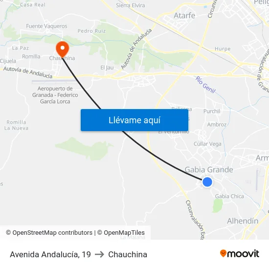 Avenida Andalucía, 19 to Chauchina map