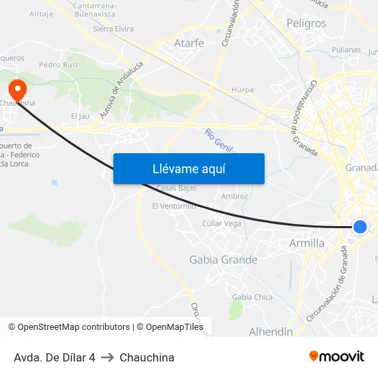 Avda. De Dílar 4 to Chauchina map