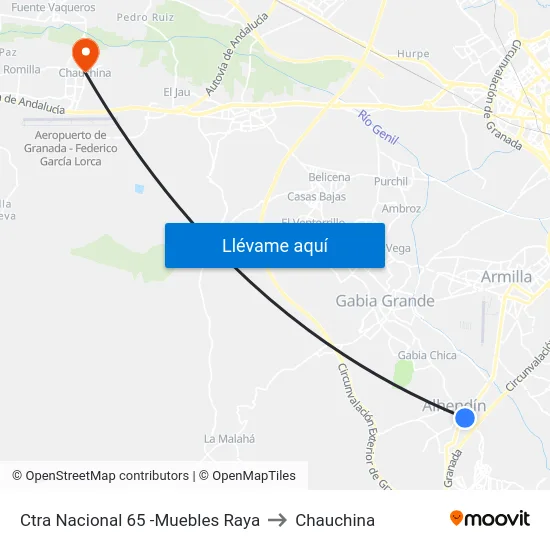 Ctra Nacional 65 -Muebles Raya to Chauchina map