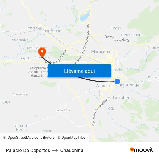 Palacio De Deportes to Chauchina map