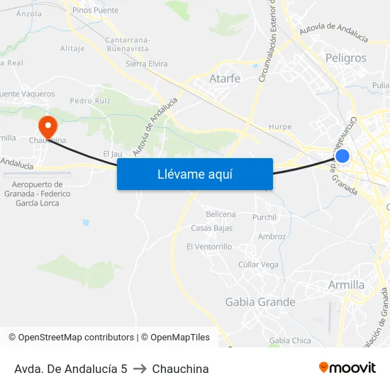 Avda. De Andalucía 5 to Chauchina map