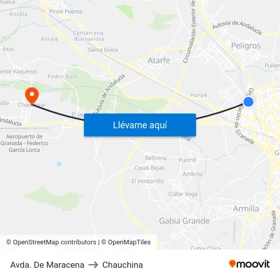 Avda. De Maracena to Chauchina map