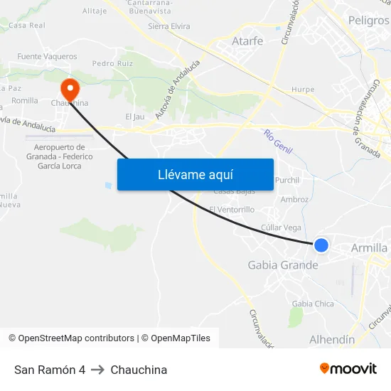 San Ramón 4 to Chauchina map