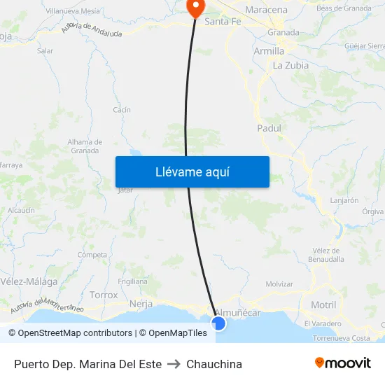 Puerto Dep. Marina Del Este to Chauchina map