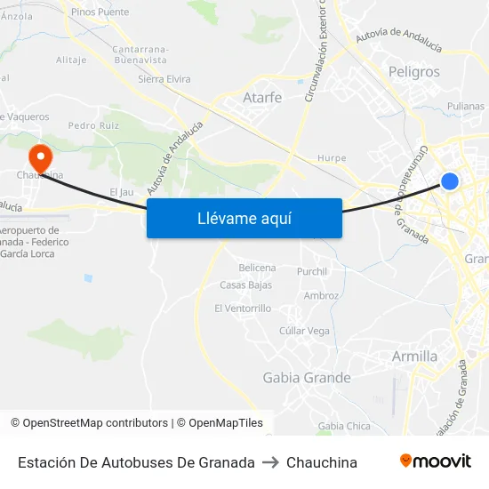 Estación De Autobuses De Granada to Chauchina map