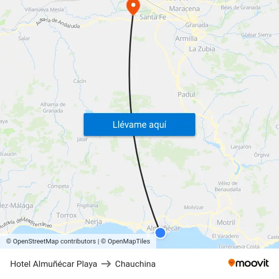 Hotel Almuñécar Playa to Chauchina map