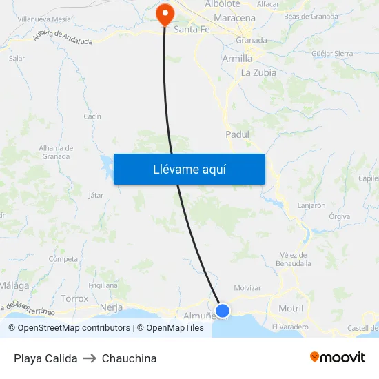 Playa Calida to Chauchina map