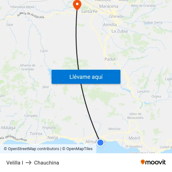 Velilla I to Chauchina map