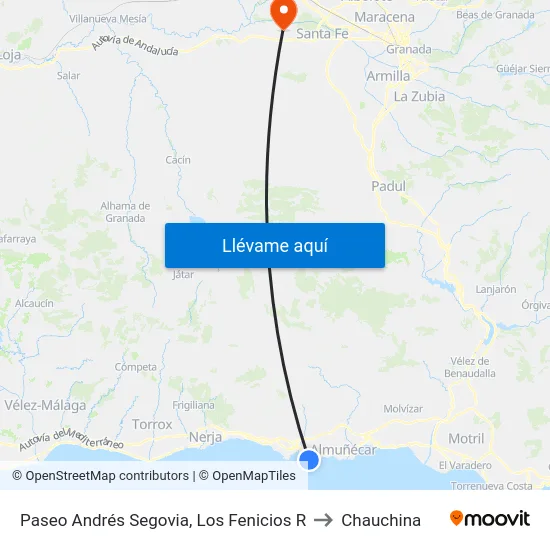 Paseo Andrés Segovia, Los Fenicios R to Chauchina map