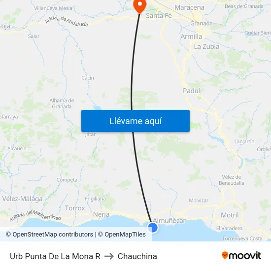 Urb Punta De La Mona R to Chauchina map