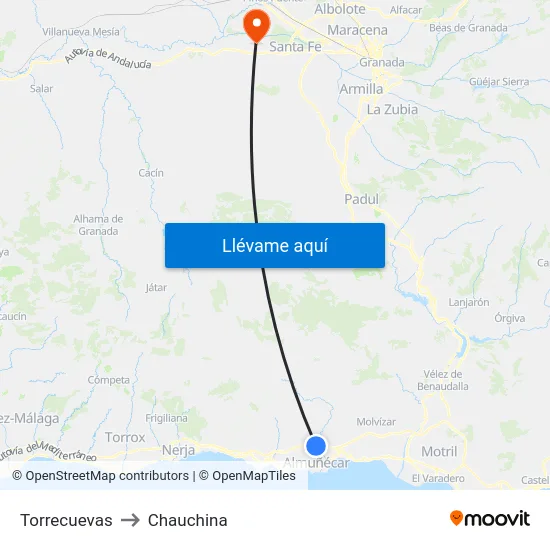 Torrecuevas to Chauchina map