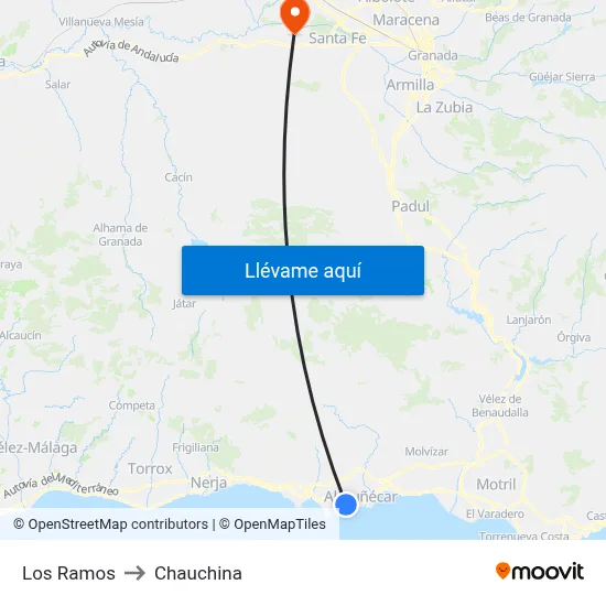 Los Ramos to Chauchina map