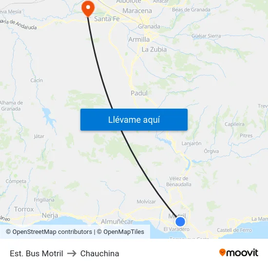 Est. Bus Motril to Chauchina map