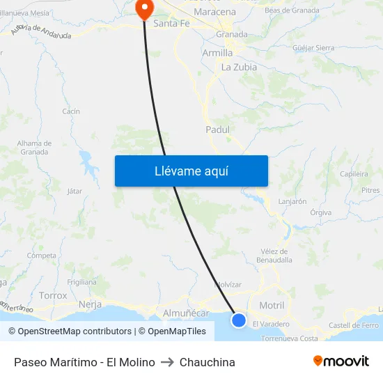 Paseo Marítimo - El Molino to Chauchina map