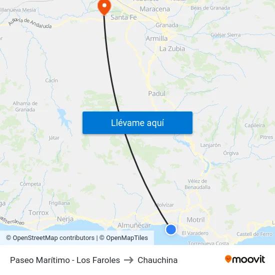 Paseo Marítimo - Los Faroles to Chauchina map