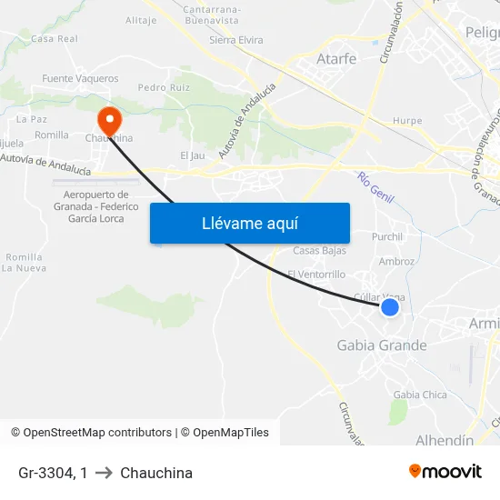 Gr-3304, 1 to Chauchina map
