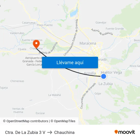 Ctra. De La Zubia 3 V to Chauchina map