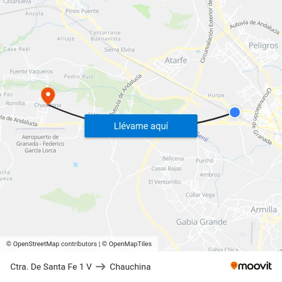 Ctra. De Santa Fe 1 V to Chauchina map