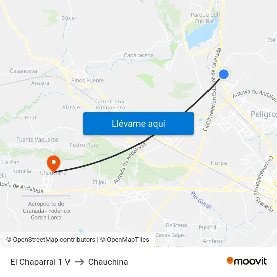 El Chaparral 1 V to Chauchina map