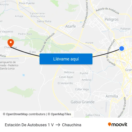 Estación De Autobuses 1 V to Chauchina map