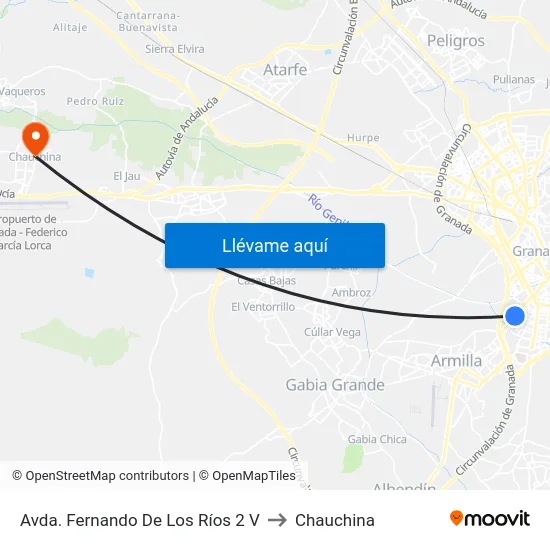 Avda. Fernando De Los Ríos 2 V to Chauchina map