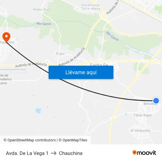 Avda. De La Vega 1 to Chauchina map
