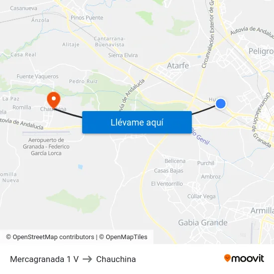 Mercagranada 1 V to Chauchina map