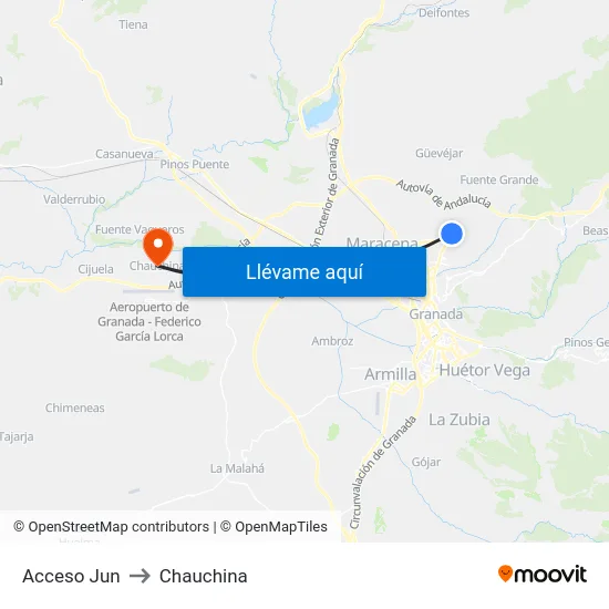 Acceso Jun to Chauchina map