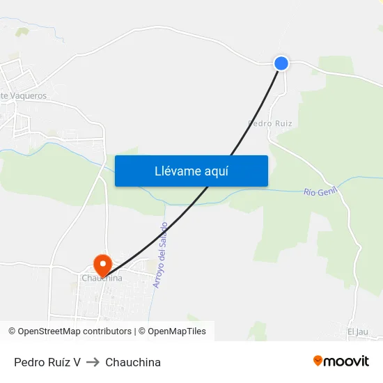 Pedro Ruíz V to Chauchina map