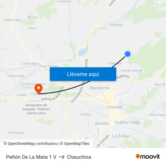 Peñón De La Mata 1 V to Chauchina map