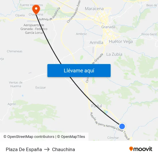Plaza De España to Chauchina map