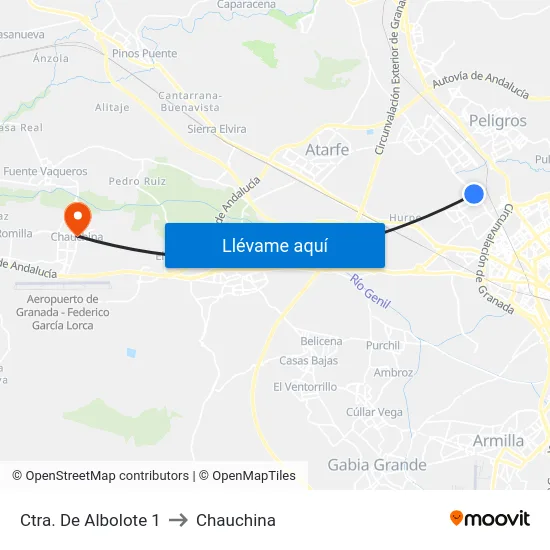 Ctra. De Albolote 1 to Chauchina map