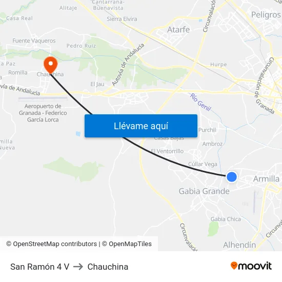 San Ramón 4 V to Chauchina map