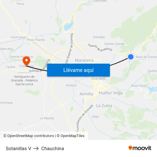 Sotanillas V to Chauchina map