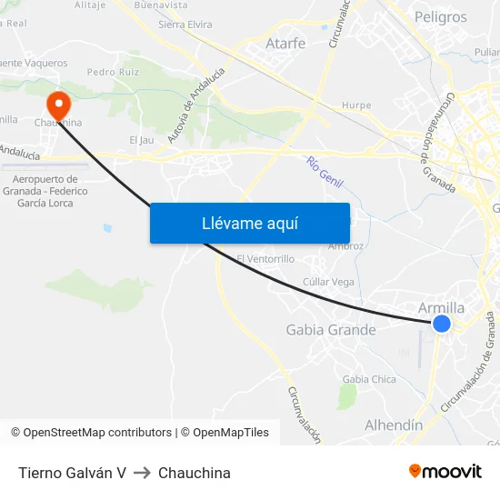 Tierno Galván V to Chauchina map