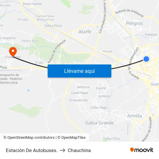 Estación De Autobuses. to Chauchina map