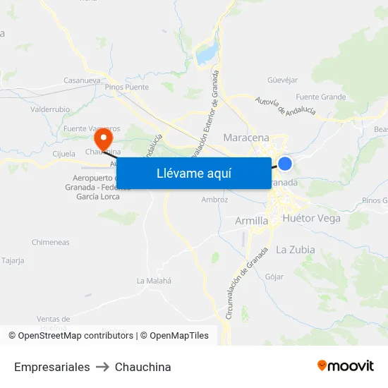 Empresariales to Chauchina map