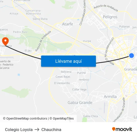 Colegio Loyola to Chauchina map