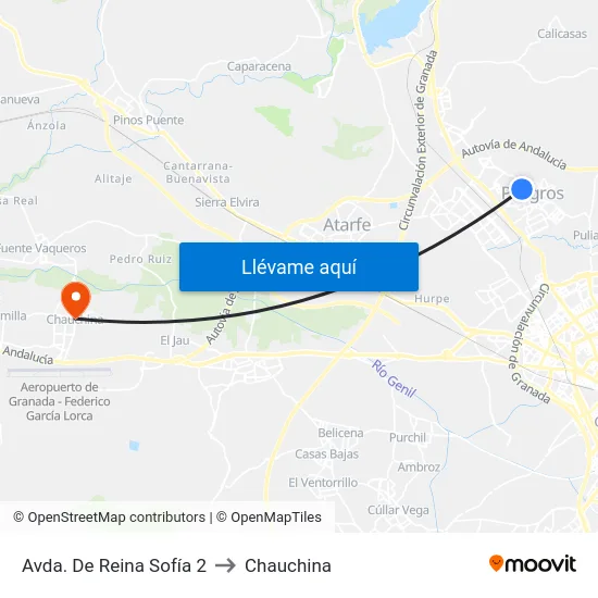Avda. De Reina Sofía 2 to Chauchina map