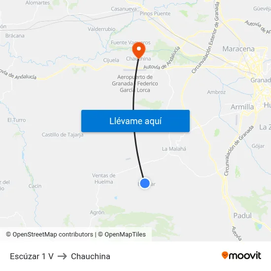 Escúzar 1 V to Chauchina map