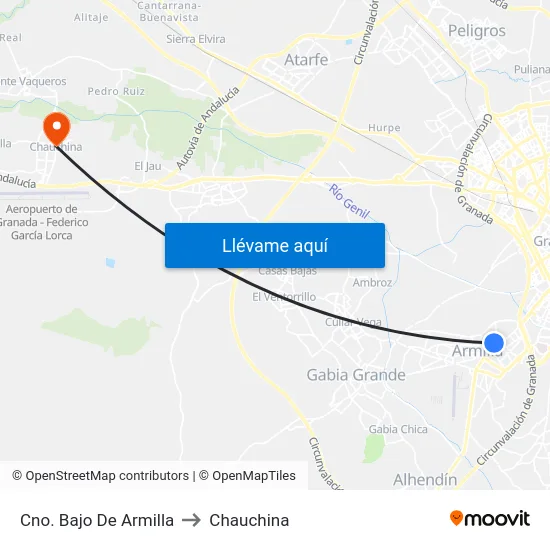 Cno. Bajo De Armilla to Chauchina map