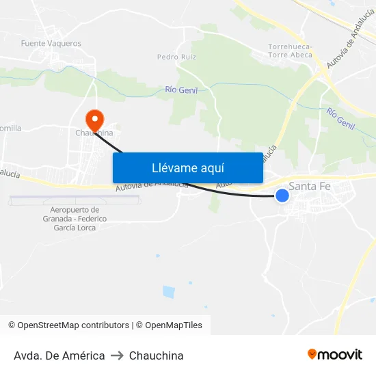 Avda. De América to Chauchina map