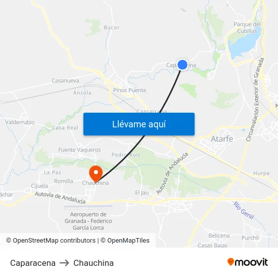 Caparacena to Chauchina map