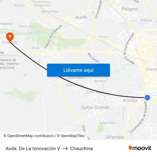 Avda. De La Innovación V to Chauchina map