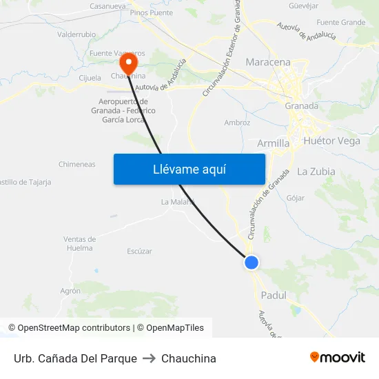 Urb. Cañada Del Parque to Chauchina map
