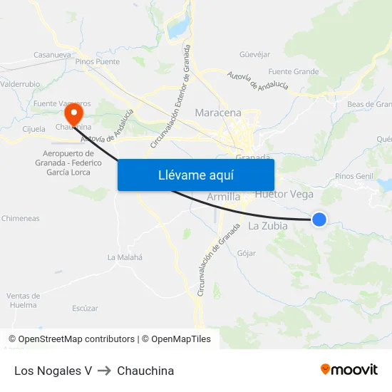 Los Nogales V to Chauchina map