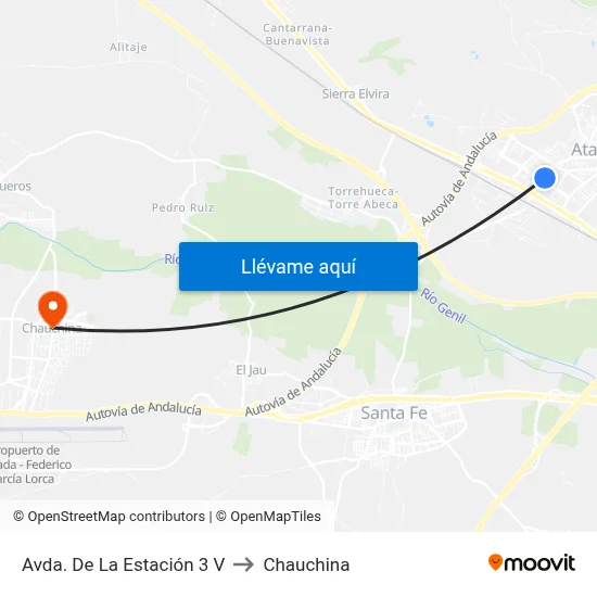 Avda. De La Estación 3 V to Chauchina map
