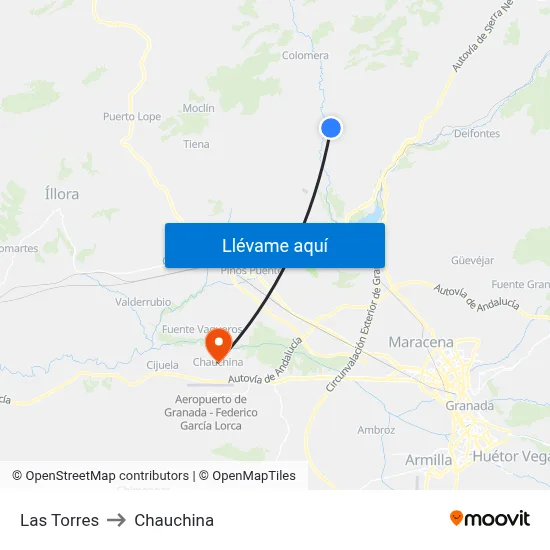 Las Torres to Chauchina map