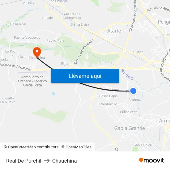 Real De Purchil to Chauchina map